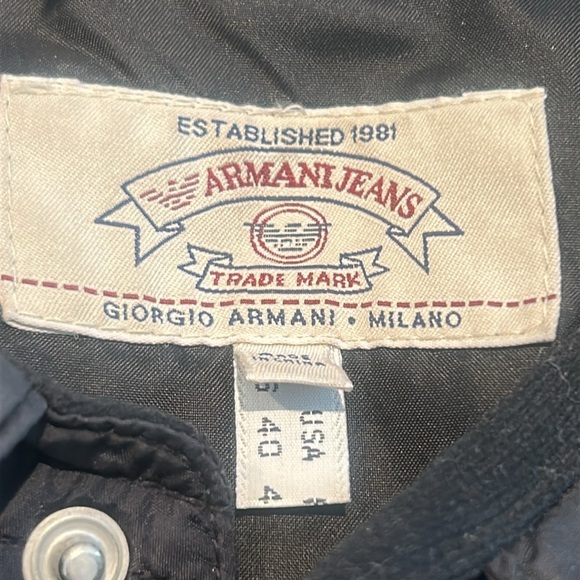 Vintage Armani Jeans by Giorgio Armani Puffer Jacket Collared Black Men's Sz 40 - Picture 16 of 17